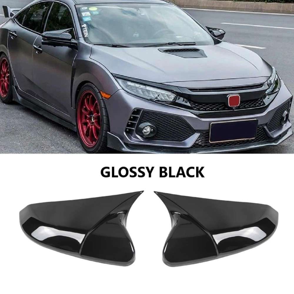 Car Craft Compatible With Honda Civic 2016-2021 Side Rear View Case Wing Cap Shell Housing Mirror Covers 3m Tape Pasting Style Ar-mr-013 Glossy Black CC-8062 - CAR CRAFT INDIA