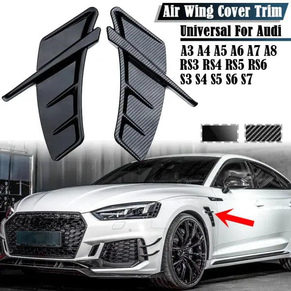 Universal for Audi A3 8P 8V A4 B8 A5 A6 C7 A7 A8 RS5 RS6 RS7 S3 S4 S5 TT Car Air Flow Intake Hood Fender Side Vents Decoration