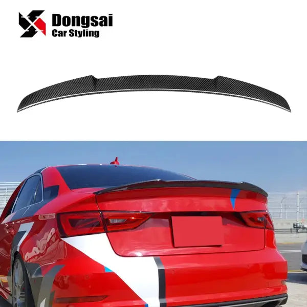 V Style Carbon Fiber Rear Trunk Lip Boot Spoiler Ducktail Wing for Audi A3 S3 RS3 8V 2013+