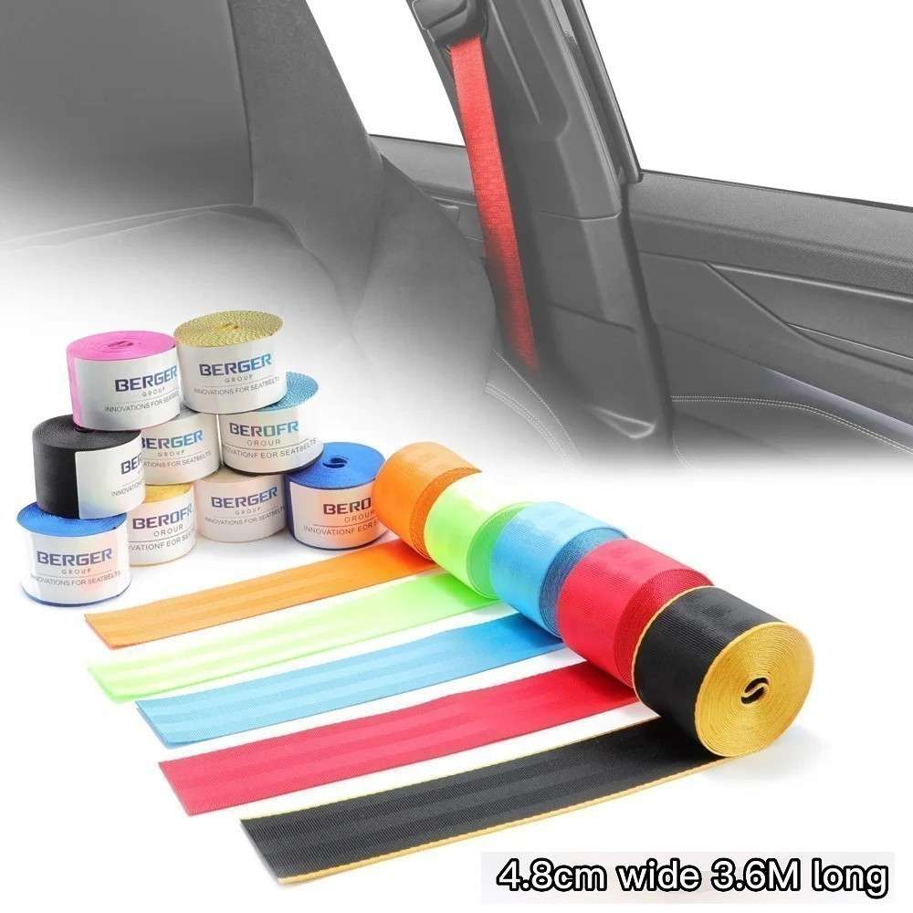 Car Craft Color Nylon Webbing Racing Safety Concise Design Ribbon Strap Sport Racing Safety Seat Belt Universal 4.8 Cm Wide 3.6m Long Orange - CAR CRAFT INDIA