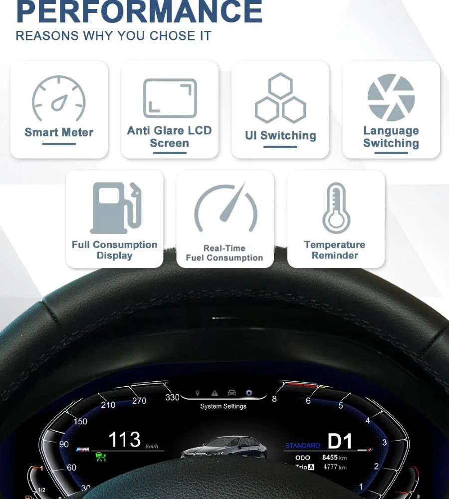 Car Craft Compatible With Bmw 3 Series F30 Gt F34 4 Series F32 2012-2019 Dashboard Lcd Speed O Meter Android Player  Digital Instrument Cluster Screen Speedometer Display Car 12.3 Inch CC-8433 - CAR CRAFT INDIA
