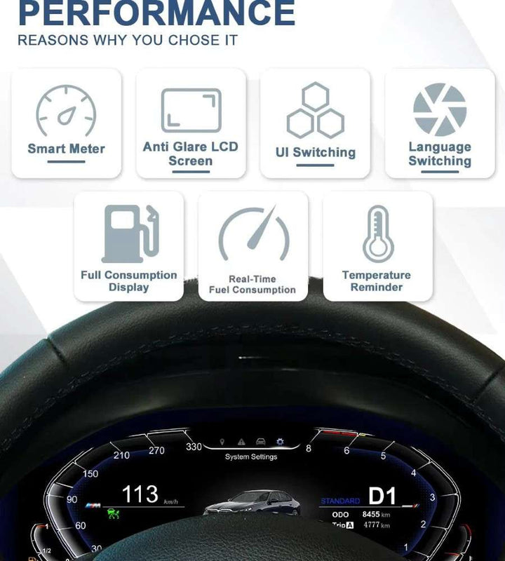 Car Craft Compatible With Bmw 3 Series F30 Gt F34 4 Series F32 2012-2019 Dashboard Lcd Speed O Meter Android Player  Digital Instrument Cluster Screen Speedometer Display Car 12.3 Inch CC-8433 - CAR CRAFT INDIA