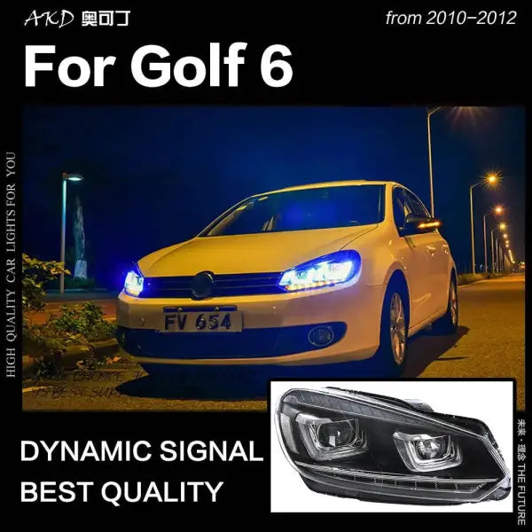 VW Golf 6 Headlight 2009-2012 Dynamic Signal Golf6 LED DRL