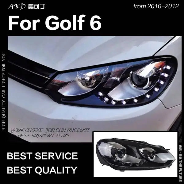 VW Golf 6 Headlights 2009-2012 Golf6 LED Headlight LED DRL