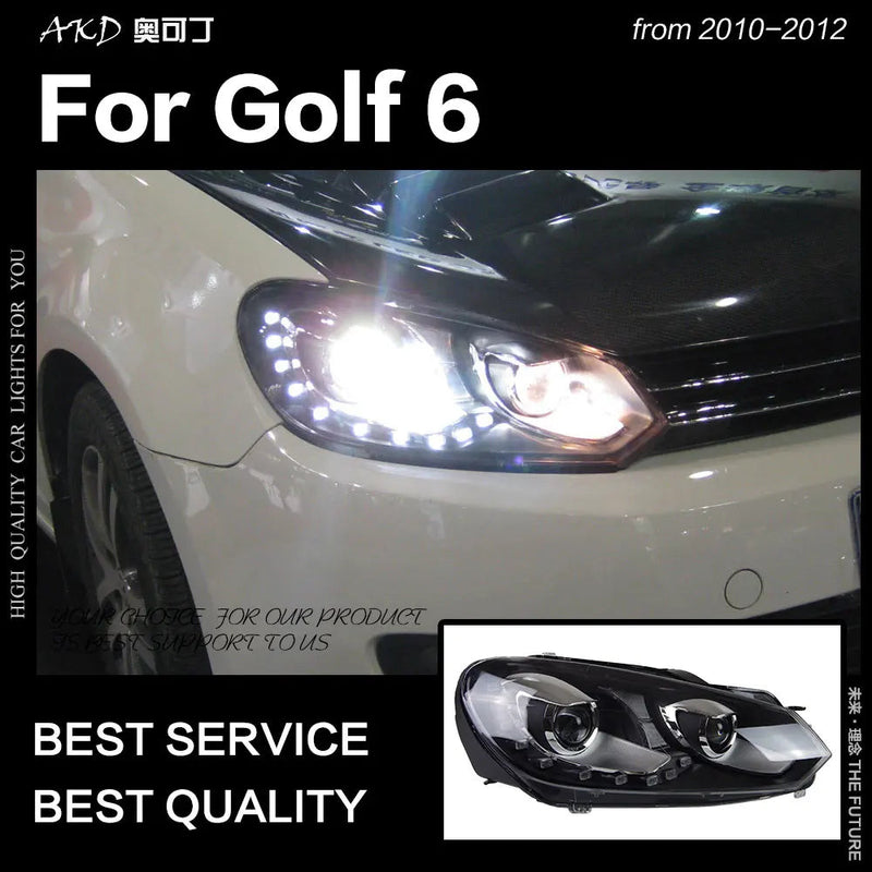 VW Golf 6 Headlights 2009-2012 Golf6 LED Headlight LED DRL Hid Head Lamp Angel Eye Bi Xenon Beam