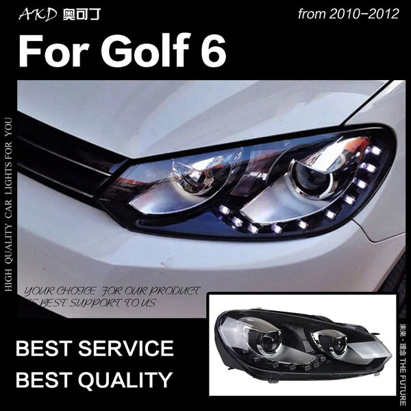VW Golf 6 Headlights 2009-2012 Golf6 LED Headlight LED DRL Hid Head Lamp Angel Eye Bi Xenon Beam