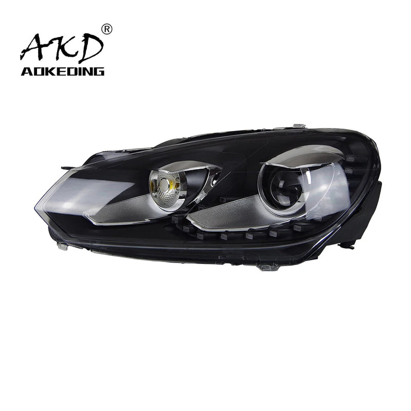 VW Golf 6 LED Headlight 2009-2012 R20 Design Golf LED DRL Hid Head Lamp Angel Eye Bi Xenon Beam