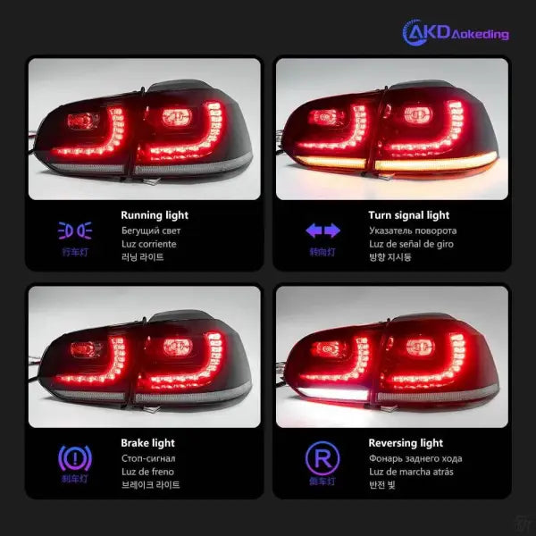 VW Golf 6 Tail Lights 2009-2012 Golf6 R20 LED Tail lamp