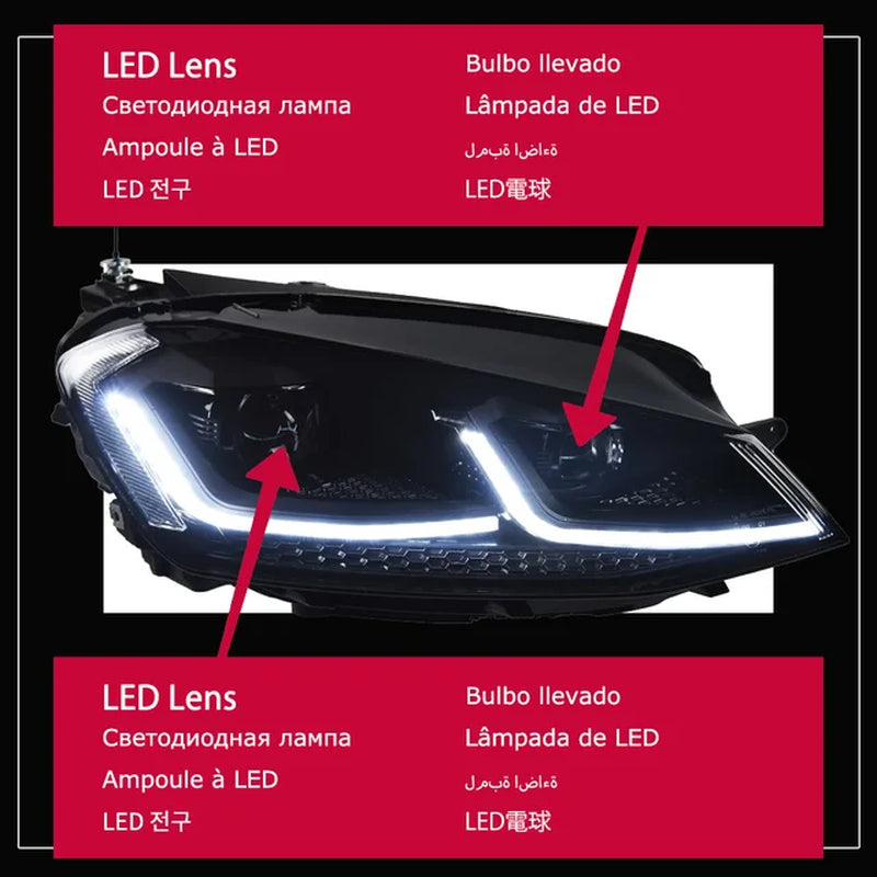 VW Golf 7.5 LED Headlight 2013-2020 Golf 7 Headlights DRL Hid Head Lamp Dynamic Signal Bi Xenon