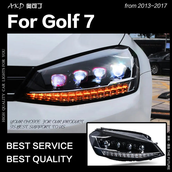 VW Golf 7 Headlight 2013-2017 Golf7 All LED Headlights DRL Head Lamp Projector Lens Low High Beam