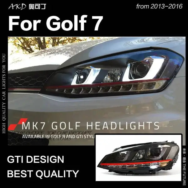 VW Golf 7 Headlights Golf7 LED Headlight GTI Design DRL Hid