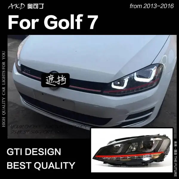 VW Golf 7 Headlights Golf7 LED Headlight GTI Design DRL Hid