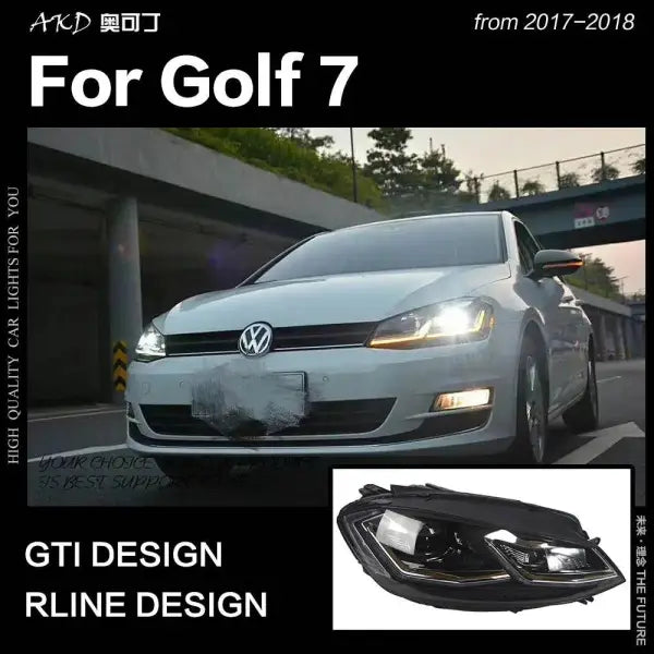 VW Golf 7 MK7 LED Headlight Golf7.5 R LINE Design DRL Hid