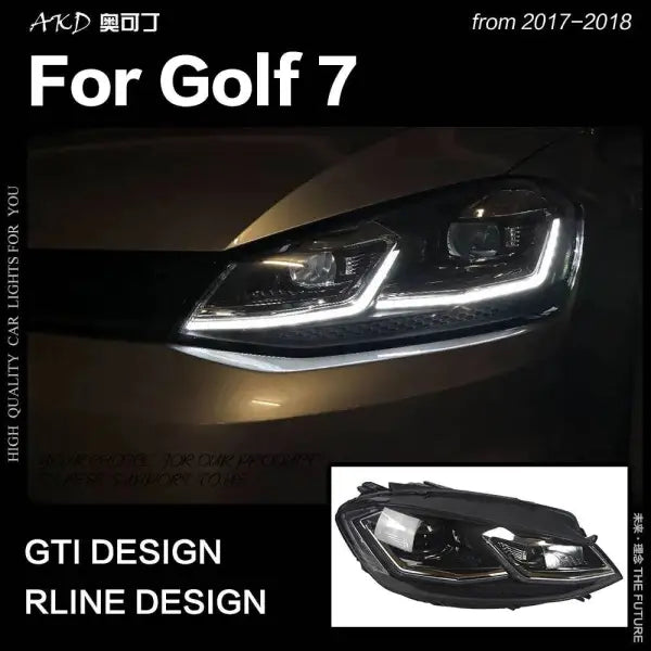 VW Golf 7 MK7 LED Headlight Golf7.5 R LINE Design DRL Hid