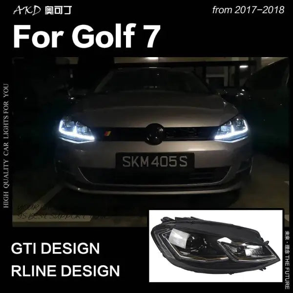 VW Golf 7 MK7 LED Headlight Golf7.5 R LINE Design DRL Hid