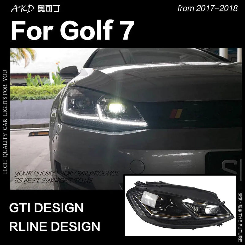 VW Golf 7 MK7 LED Headlight Golf7.5 R LINE Design DRL Hid Dynamic Signal Head Lamp Bi Xenon Beam