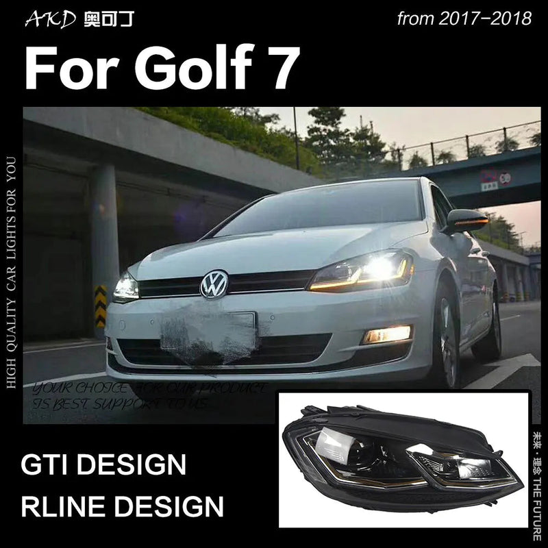 VW Golf 7 MK7 LED Headlight Golf7.5 R LINE Design DRL Hid Dynamic Signal Head Lamp Bi Xenon Beam