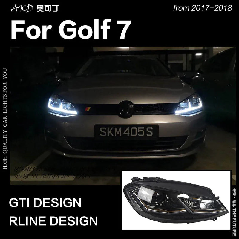 VW Golf 7 MK7 LED Headlight Golf7.5 R LINE Design DRL Hid Dynamic Signal Head Lamp Bi Xenon Beam