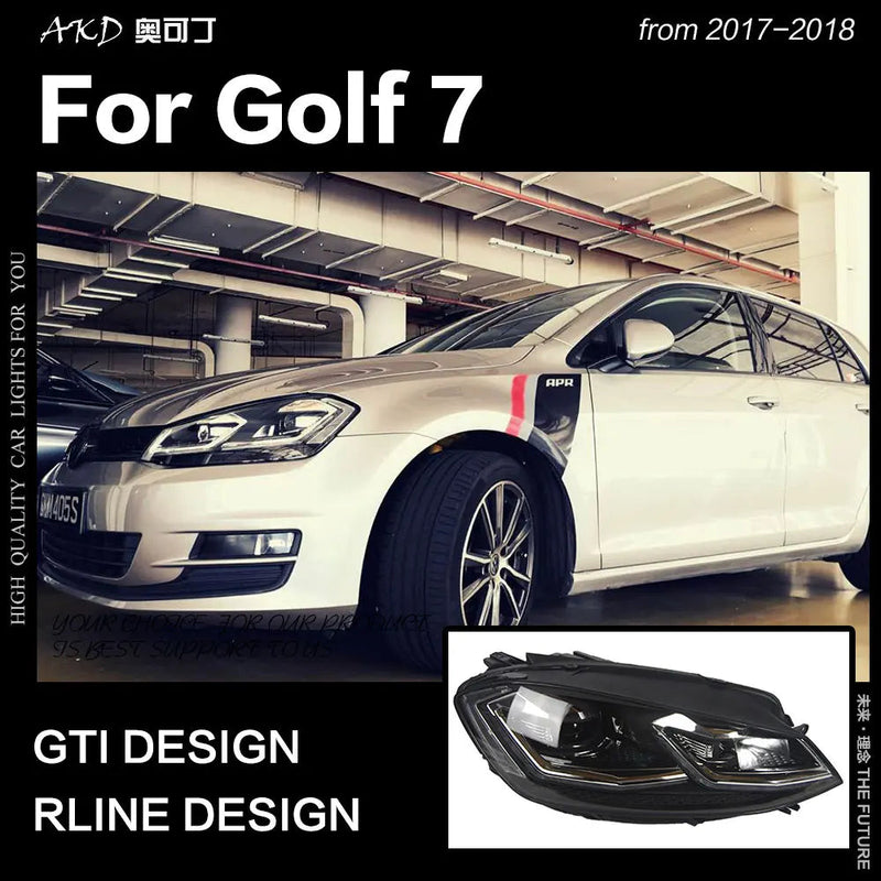VW Golf 7 MK7 LED Headlight Golf7.5 R LINE Design DRL Hid Dynamic Signal Head Lamp Bi Xenon Beam