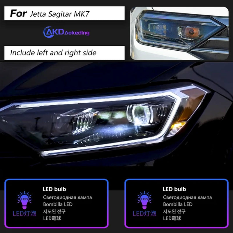 VW Jetta Sagitar Headlights 2019-2022 Jetta Mk7 LED Headlight Design Led Drl Hid Bi Xenon