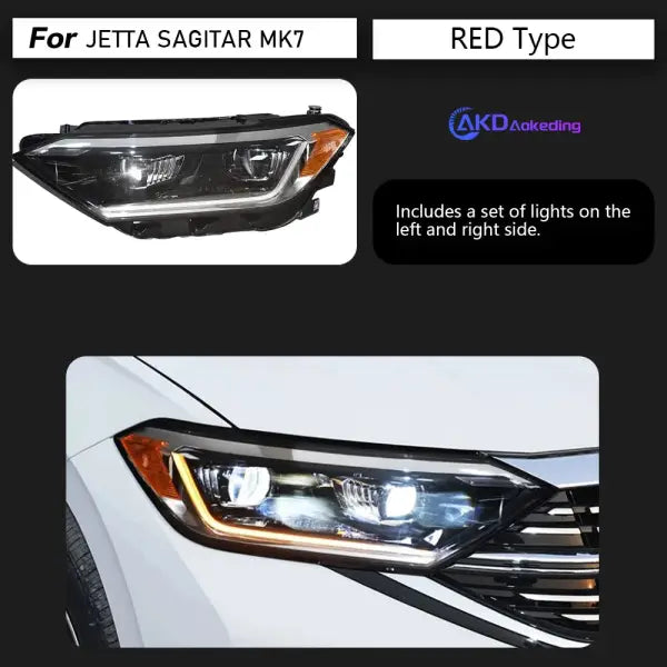 VW Jetta Sagitar Headlights 2019-2023 Jetta Mk7 LED Headlight Design Led Drl Hid Bi Xenon