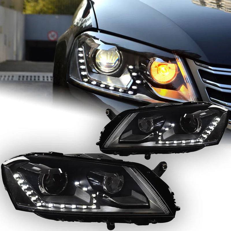 VW Passat B7 Headlight 2012-2016 Passat Europe LED DRL Hid Head Lamp Angel Eye Bi Xenon Beam