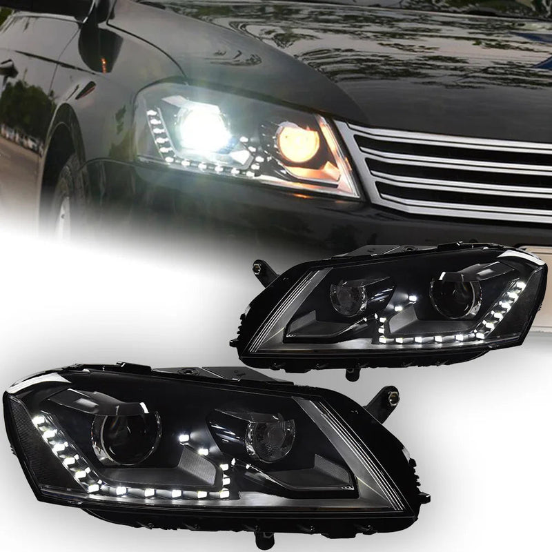 VW Passat B7 Headlight 2012-2016 Passat Europe LED DRL Hid Head Lamp Angel Eye Bi Xenon Beam