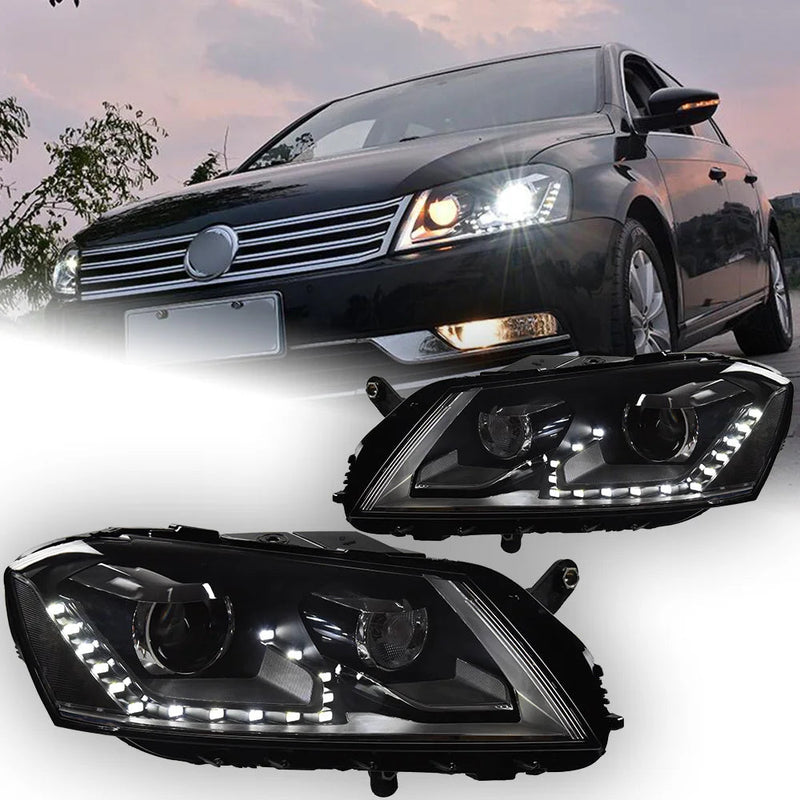 VW Passat B7 Headlight 2012-2016 Passat Europe LED DRL Hid Head Lamp Angel Eye Bi Xenon Beam