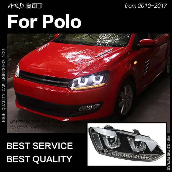 VW Polo Headlights 2010-2017 Polo LED Headlight LED DRL Hid