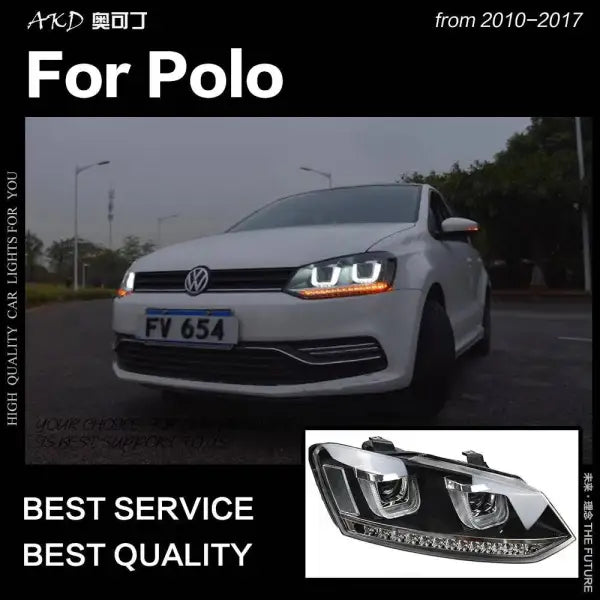 VW Polo Headlights 2010-2017 Polo LED Headlight LED DRL Hid