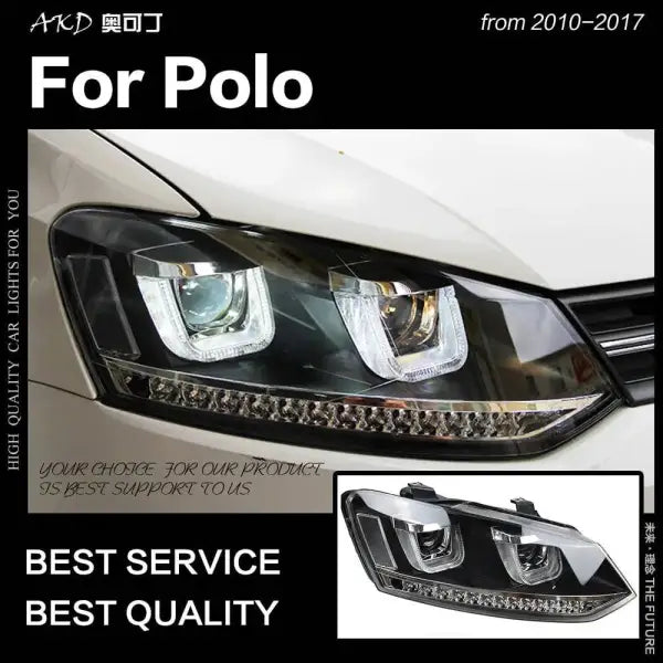 VW Polo Headlights 2010-2017 Polo LED Headlight LED DRL Hid