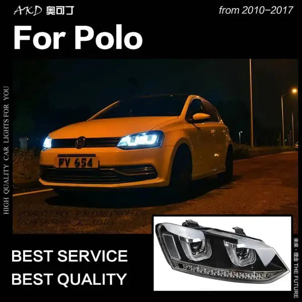 VW Polo Headlights 2010-2017 Polo LED Headlight LED DRL Hid