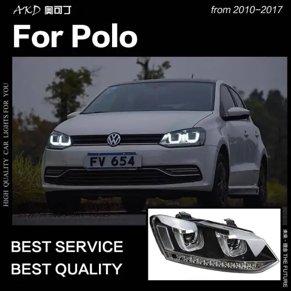 VW Polo Headlights 2010-2017 Polo LED Headlight LED DRL Hid