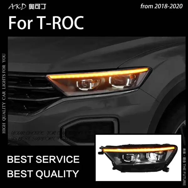 VW T-ROC Headlights 2017-2020 T-ROC LED Headlight Dynamic