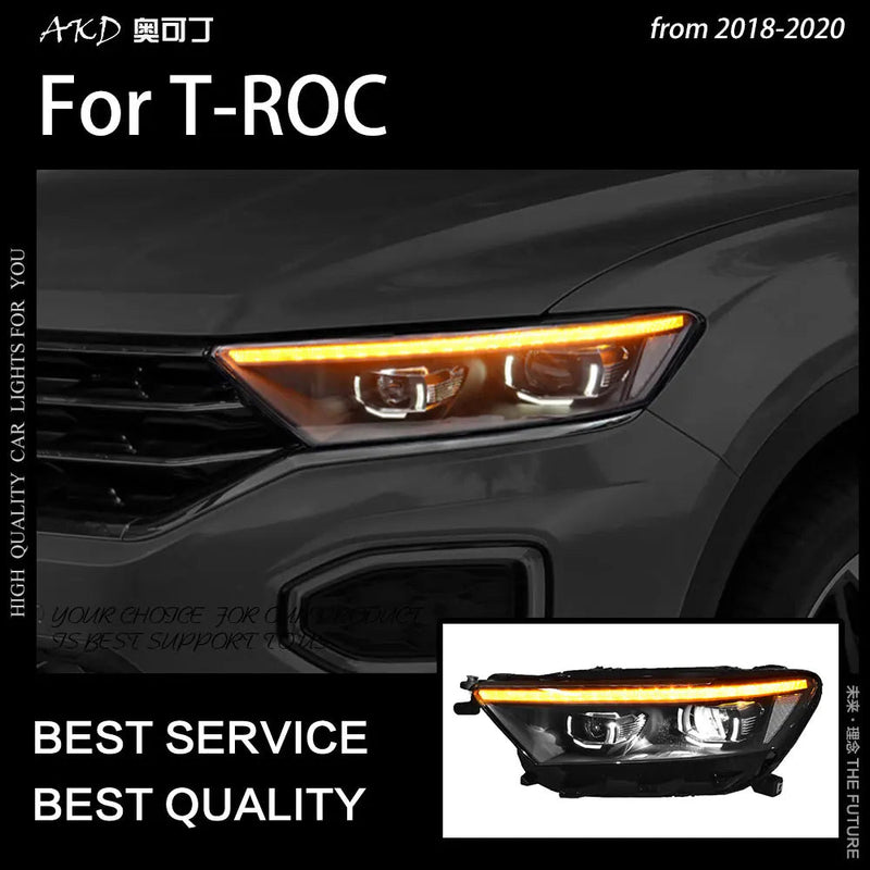 VW T-ROC Headlights 2017-2020 T-ROC LED Headlight Dynamic Signal Led Projector Lens DRL