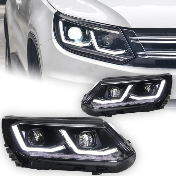 VW Tiguan Headlights 2013-2016 LED Headlight Porjector Lens DRL Angel Eye Head Lamp Signal