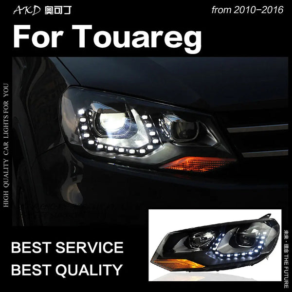 VW Touareg LED Headlight 2011-2015 Touareg LED DRL Hid Option Head Lamp Angel Eye Bi Xenon Beam