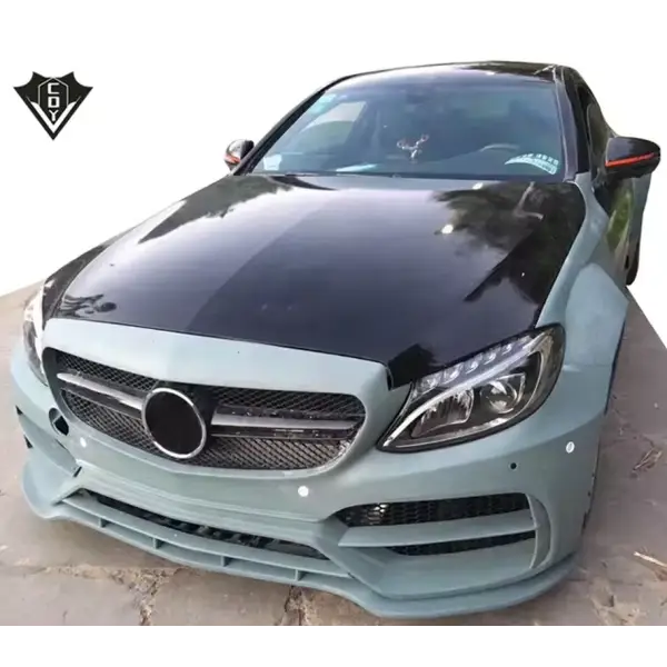 W205 C63 Pd Style Wide Car Body Kit Carbon Fiber Pp Front