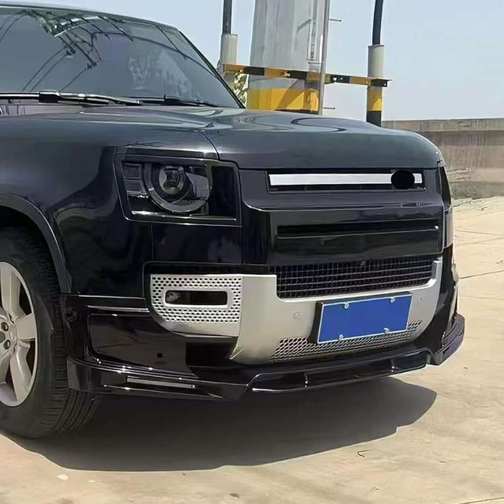 Car Craft Compatible With Range Land Rover Defender 110 90 130 2020+ Front Bumper Lip Splitter Skirts Lower Protector Glossy Black Led