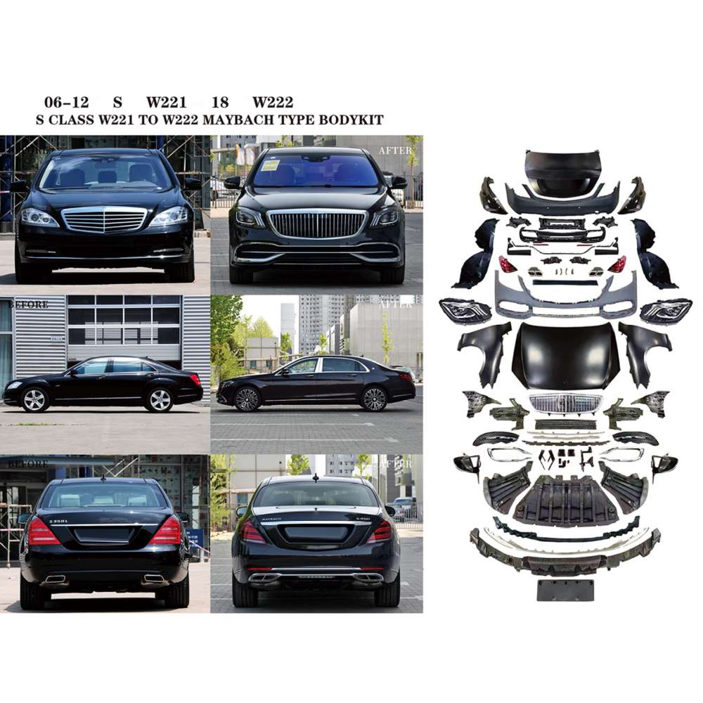 Car Craft Compatible With Mercedes Benz S Class W221 2006-2014 To W222 Lci Maybach Upgrade Facelift Conversion Bodykit Bumper Hood Headlight Taillight
