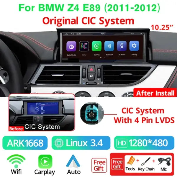 NAVIGUIDE 12.3" Carplay Car Radio for BMW Z4 E85 E86 E89 2011-2016 CIC NBT System Multimedia Player Car Radio GPS Navigation