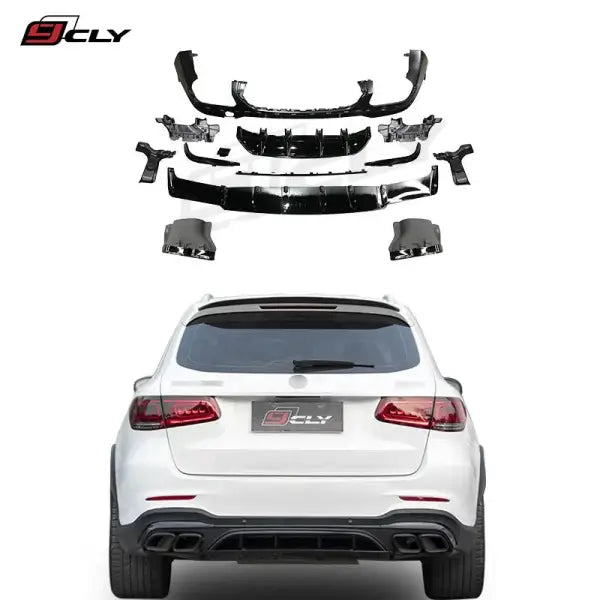 X253 Diffuser for Benz GLC Class X253 SUV Facelift GLC63 AMG Rear Diffuser Rear Lip Tips Exhaust Pipes