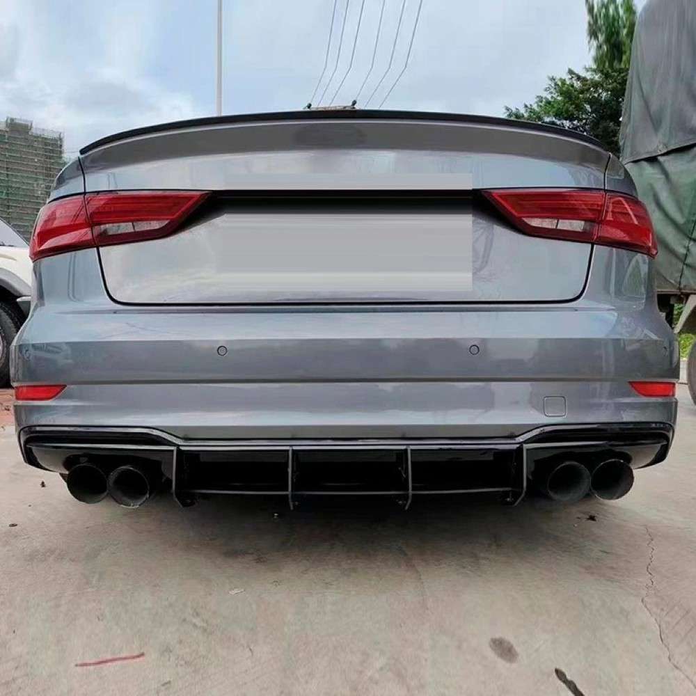 Car Craft Compatible With Audi A3 S3 2017-2020 S Line Rear Bumper After Lip Splitter Skirts Diffuser Blade Style Ar-audi-025 Gb Glossy Black - CAR CRAFT INDIA
