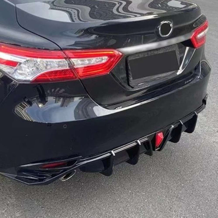 Car Craft Compatible With Toyota Camry 2018-2023 Rear After Bumper After Lip Splitter Skirts Diffuser F1 Style With Light Ar-toyota-0114 Cf Carbon Fiber Look - CAR CRAFT INDIA