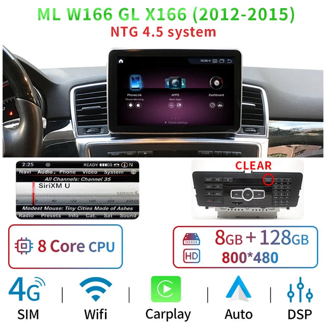 Android Car Multimedia Player GPS Navigation Radio for Mercedes Benz ML W166 GL X166 2012-2015 BT IPS Touch Screen Auto Carplay